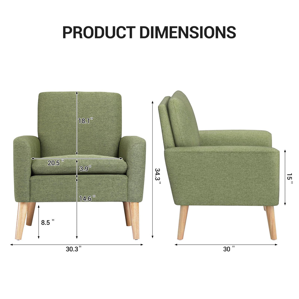 Set of 2 Green Upholstered Accent Chair P863
