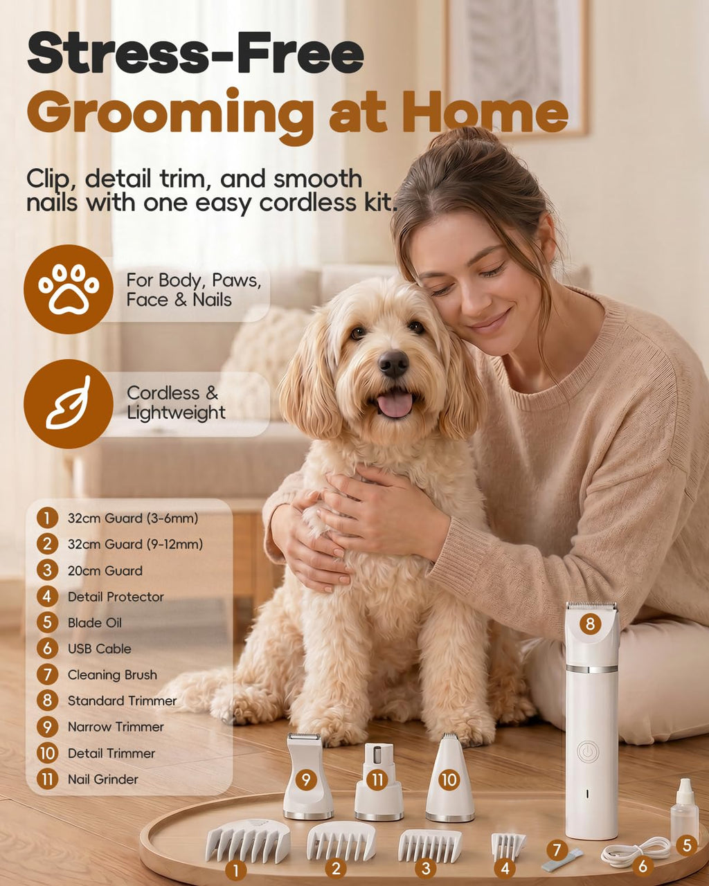 4 in 1 Dog Clippers Grooming Kit with Paw Hair Trimmer N245981