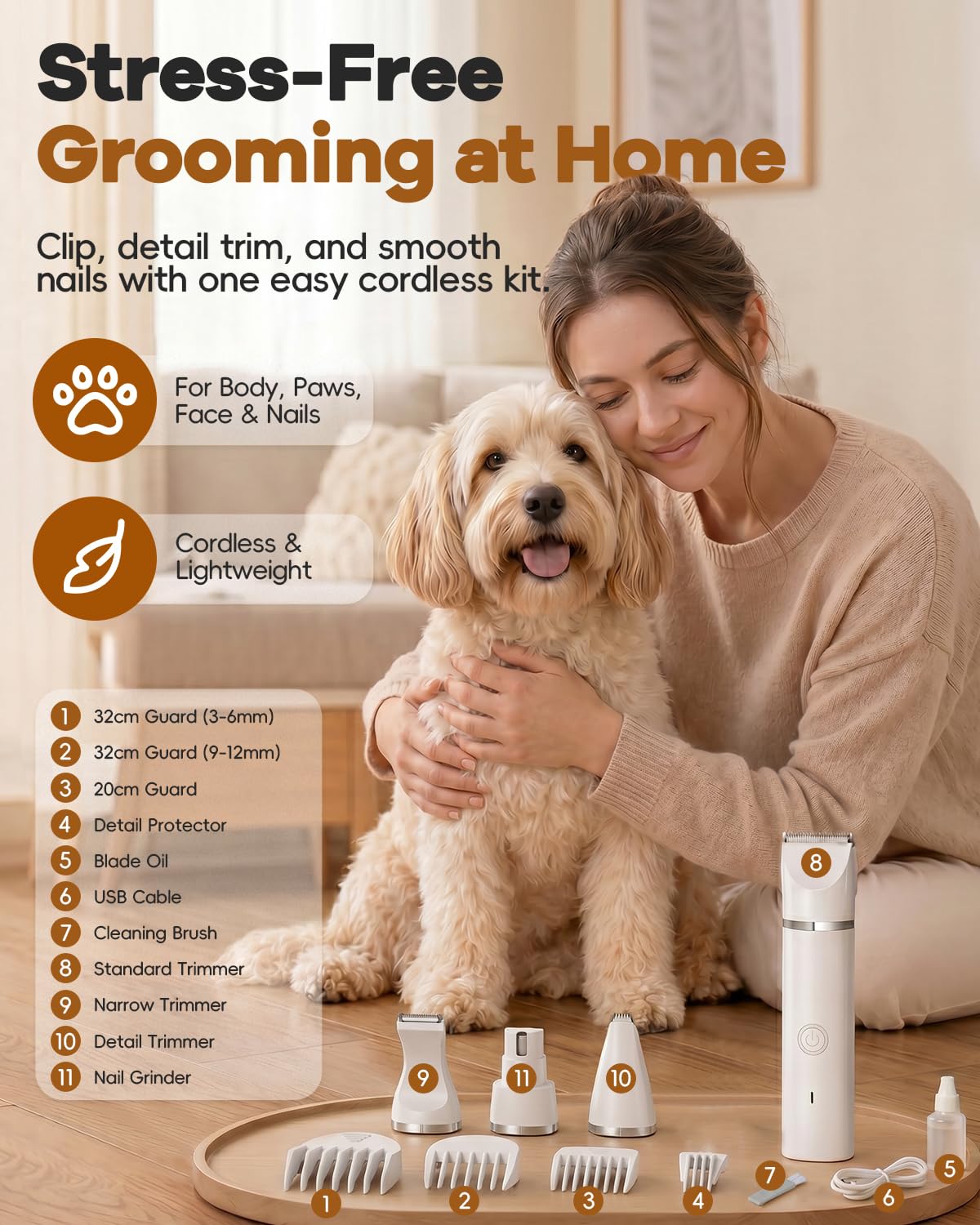 4 in 1 Dog Clippers Grooming Kit with Paw Hair Trimmer N245981