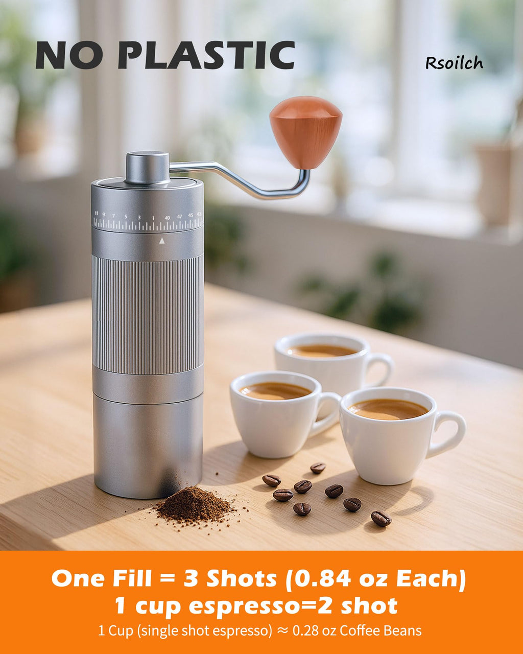 Manual Stainless Steel Conical Burr Coffee Grinder A966309