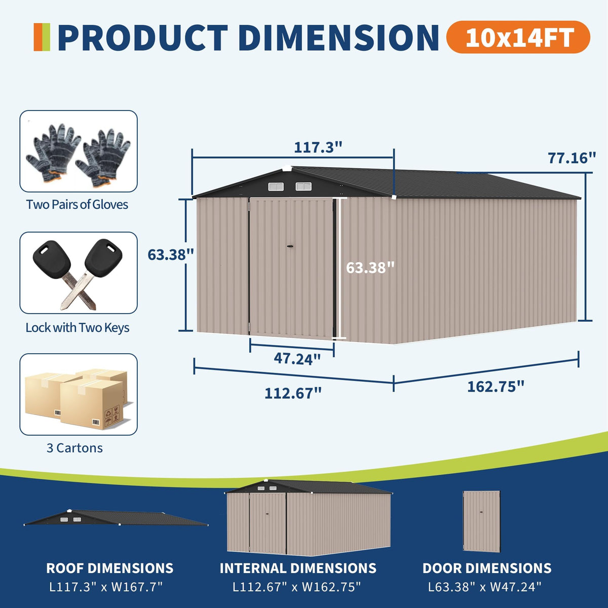 10X14 Ft Galvanized Steel Metal Storage Shed Z468507