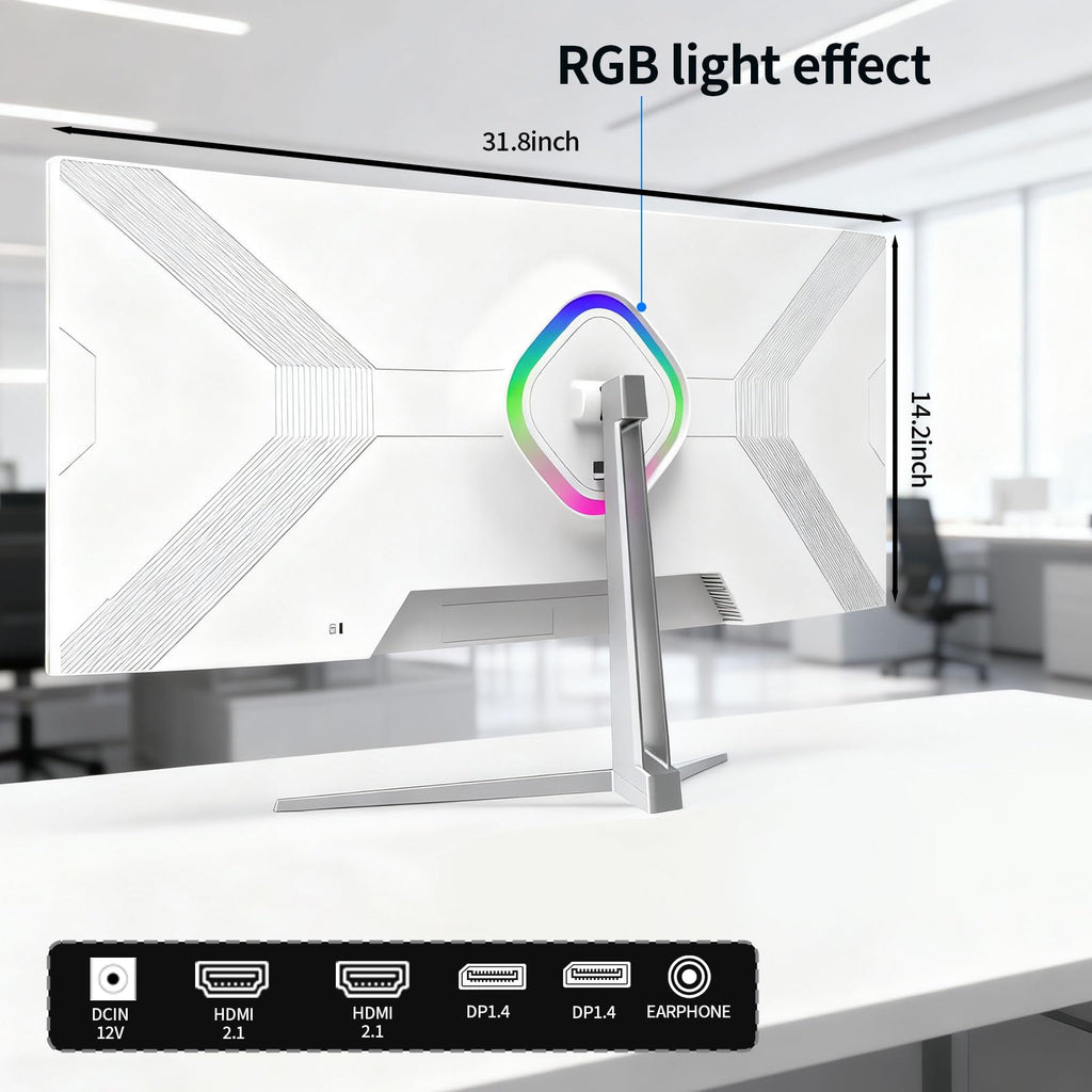 White 34'' Curved Ultrawide Gaming Monitor D746183