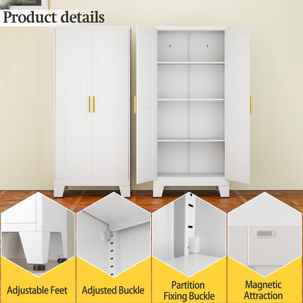 White Metal Storage Cabinet J8896