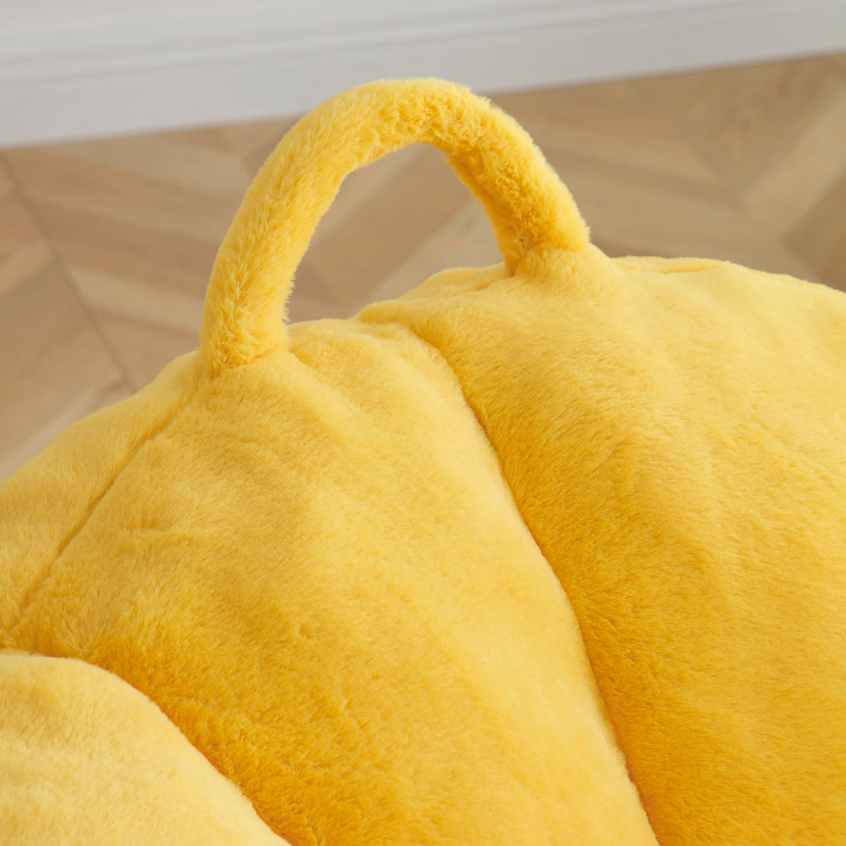 Yellow Faux Fur Memory Foam Bean Bag Chair with Footstool F333