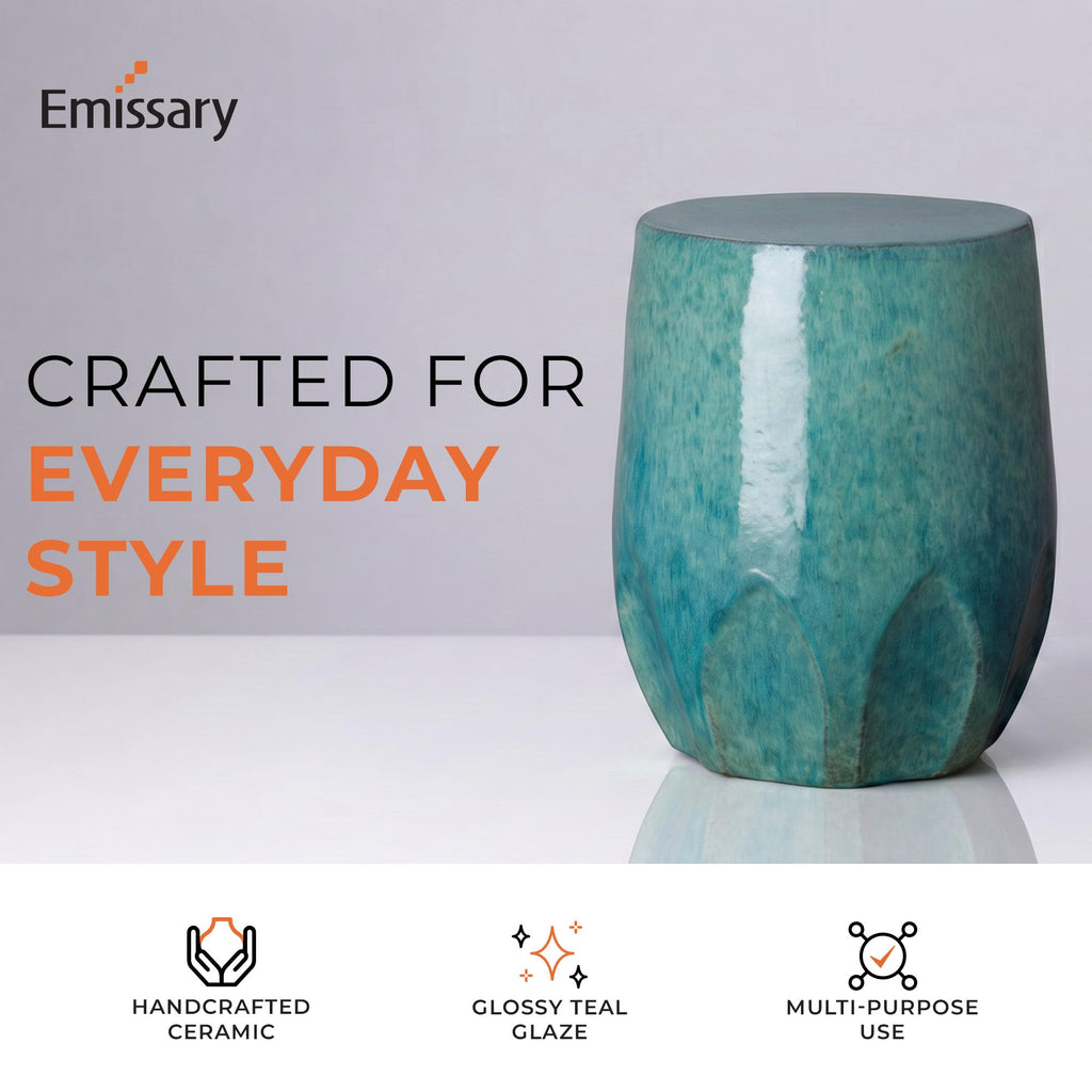 Teal Ceramic Garden Stool T7088