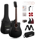 12 String Black Cutaway Acoustic Electric Guitar J655