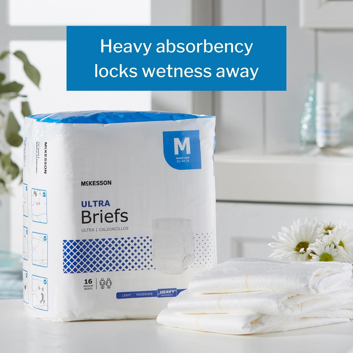 Adult Disposable Ultra Brief Diaper, Medium, Heavy Absorbency, Tab Closure, Case of 96 R158781