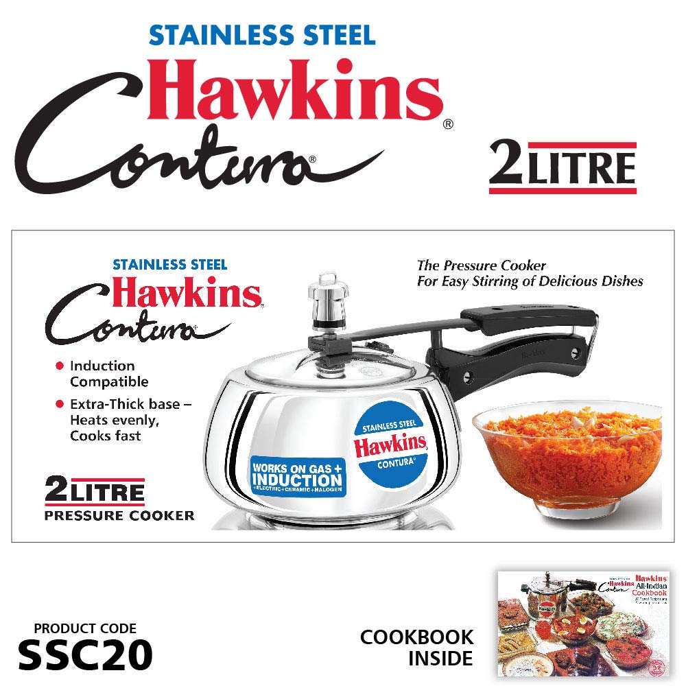 Stainless Steel Pressure Cooker, 2 Liter, Silver V51625