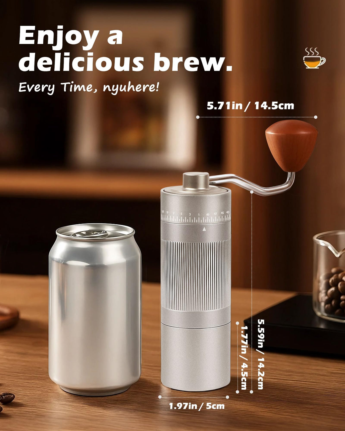 Manual Stainless Steel Conical Burr Coffee Grinder A966309