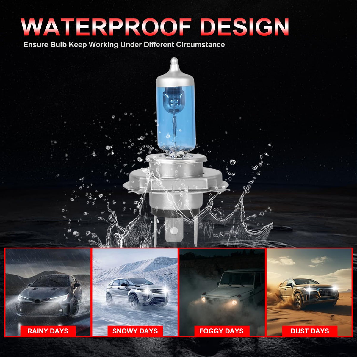 Halogen Headlight Bulb 4200k High Low Beam 2 PCS I792076