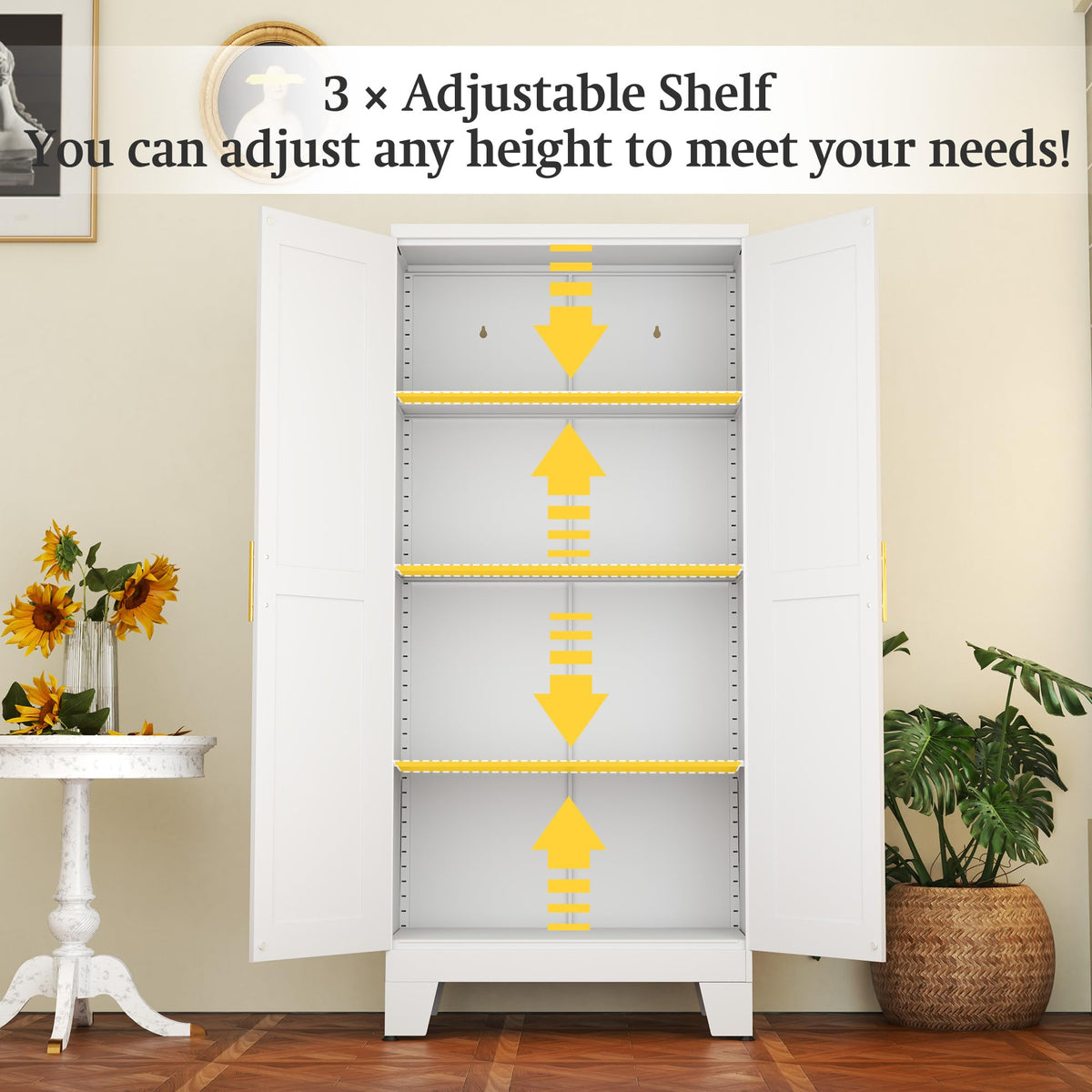 White Metal Storage Cabinet J8896