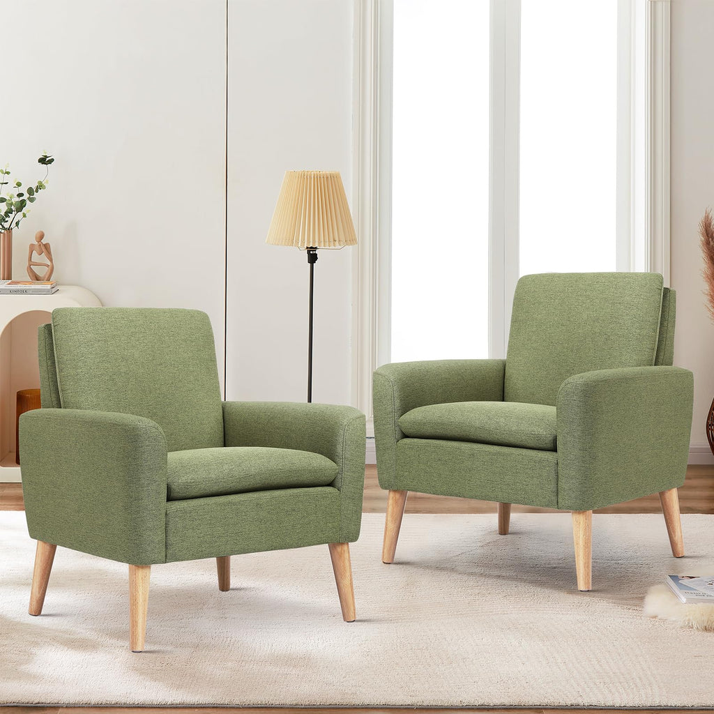 Set of 2 Green Upholstered Accent Chair P863