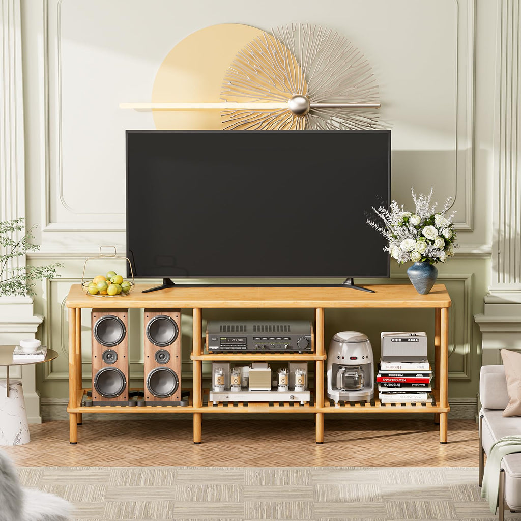 Bamboo 3 Tier TV Stand for 60 65 Inch TV W614