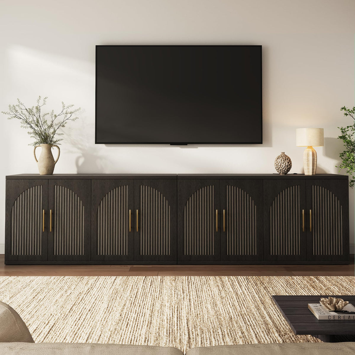 63" Black Wood Buffet Cabinet with Storage K774668