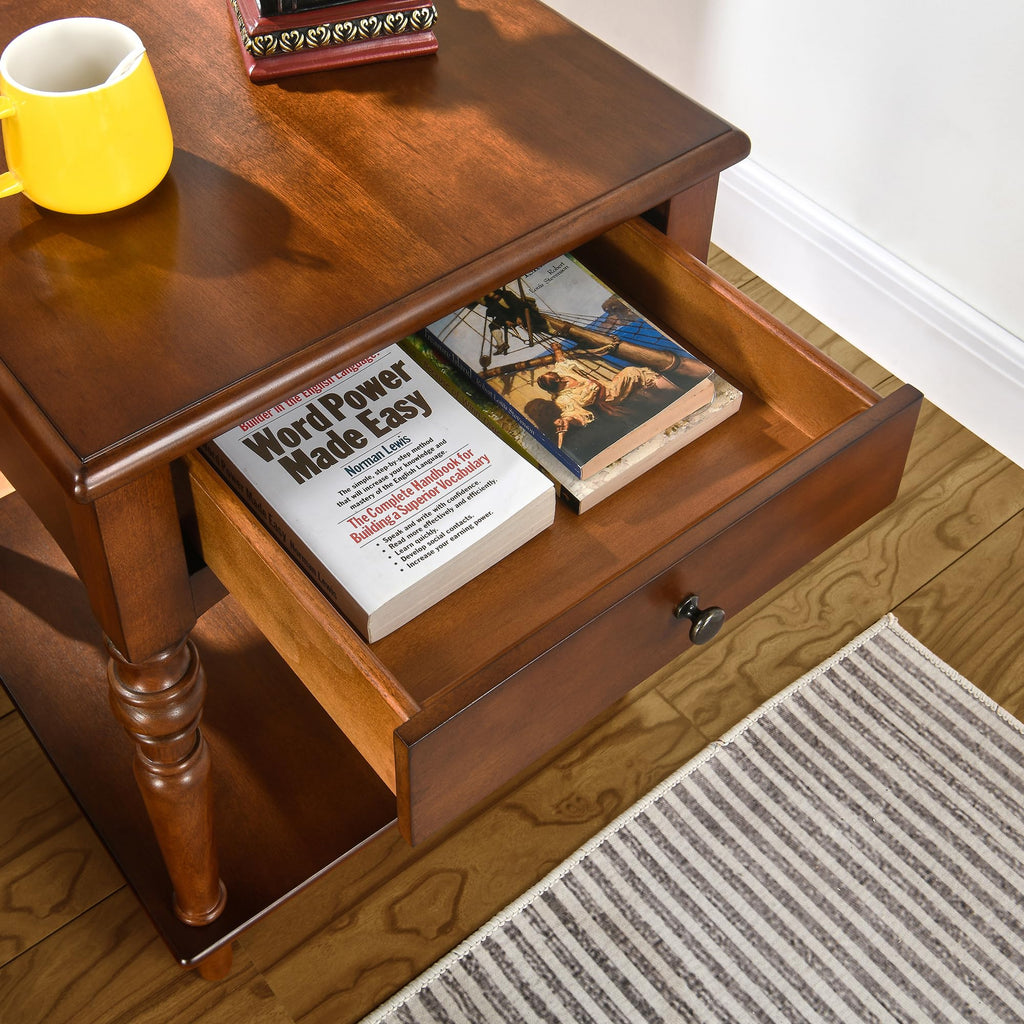 Caramel Brown Coffee Table and Two End Tables with Storage Drawer T936008