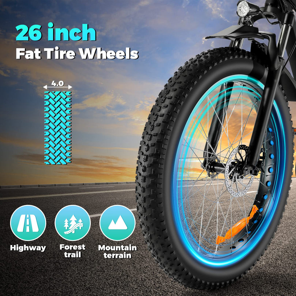 26" Fat Tire Electric Bike 750W 48V 7 Speed U3765