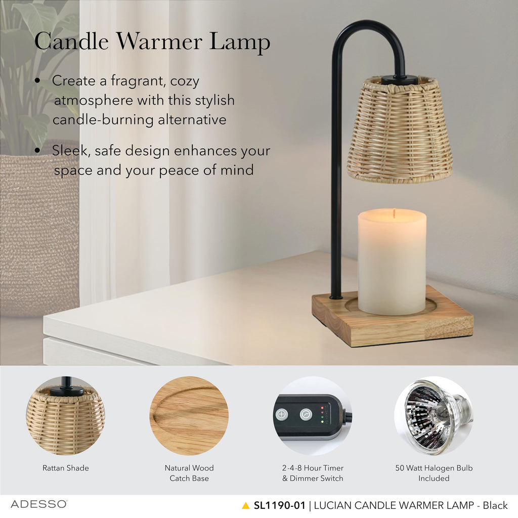 Candle Warmer Lamp, Antique Brass & Ribbed Glass, Dimmable U599