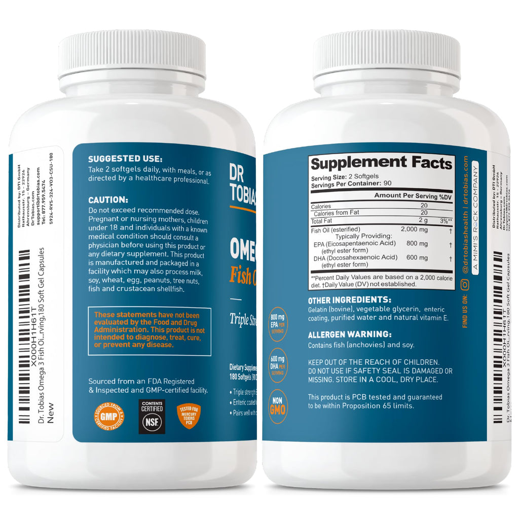 Omega 3 Fish Oil 2000mg 180 Softgels L4730