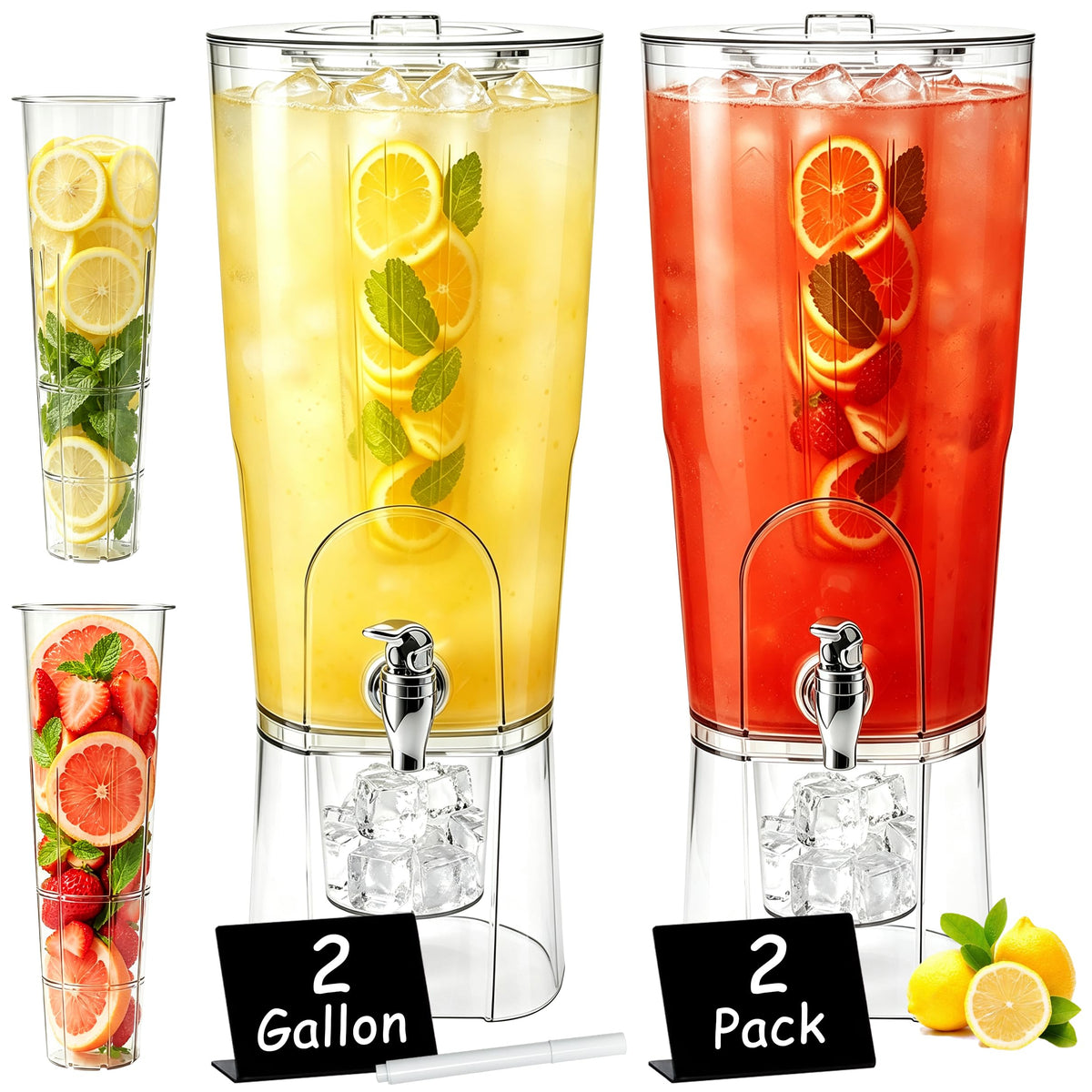 2 Gal Drink Dispensers with Stand & Fruit Infuser P6463