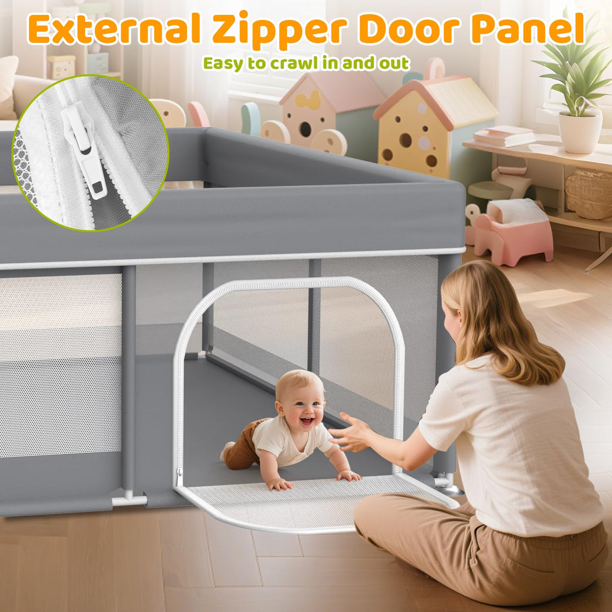 79x71 Inch Extra Large Baby Playpen T832091