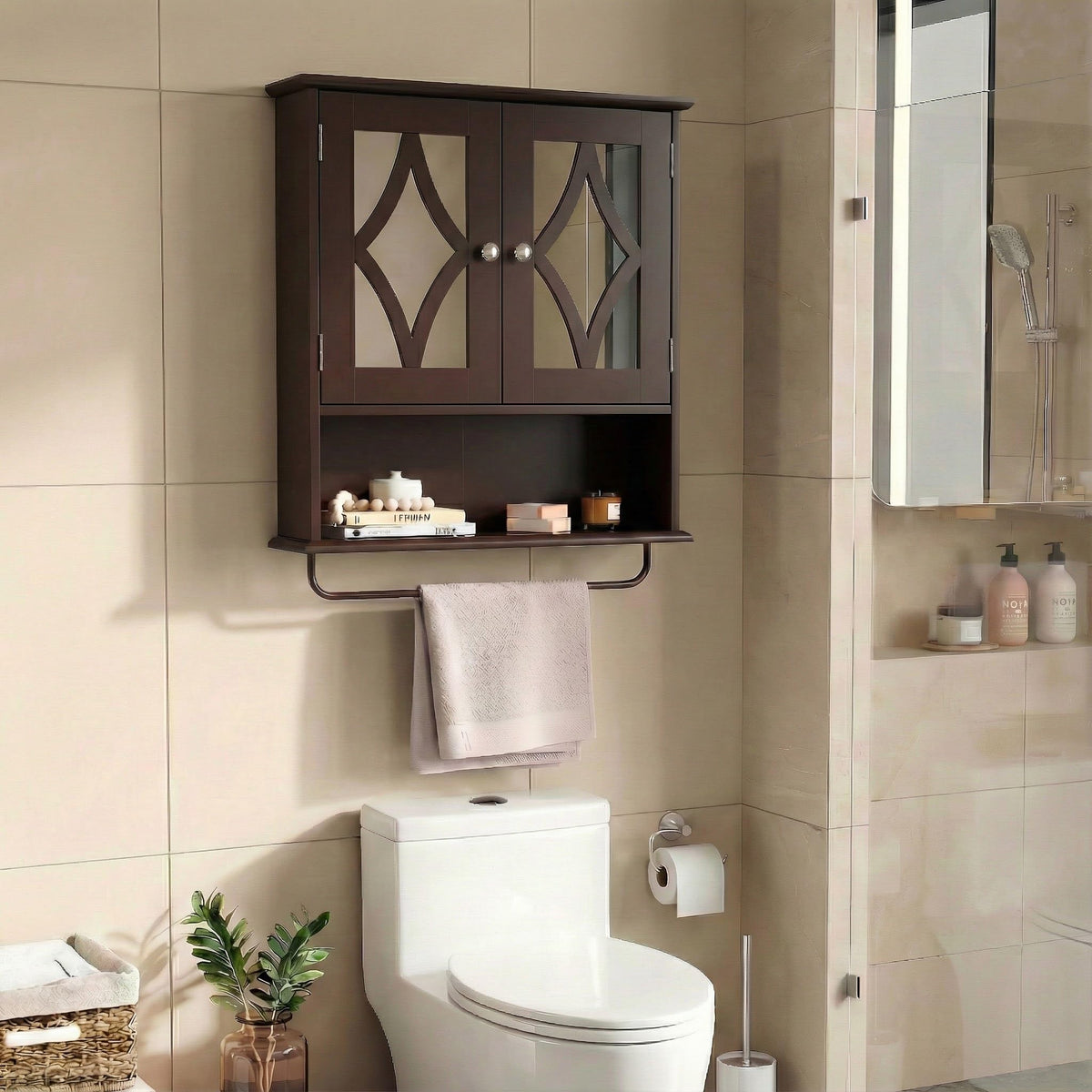 Wall Mounted Bathroom Medicine Cabinet with Towel Rack 22x25 inch M291