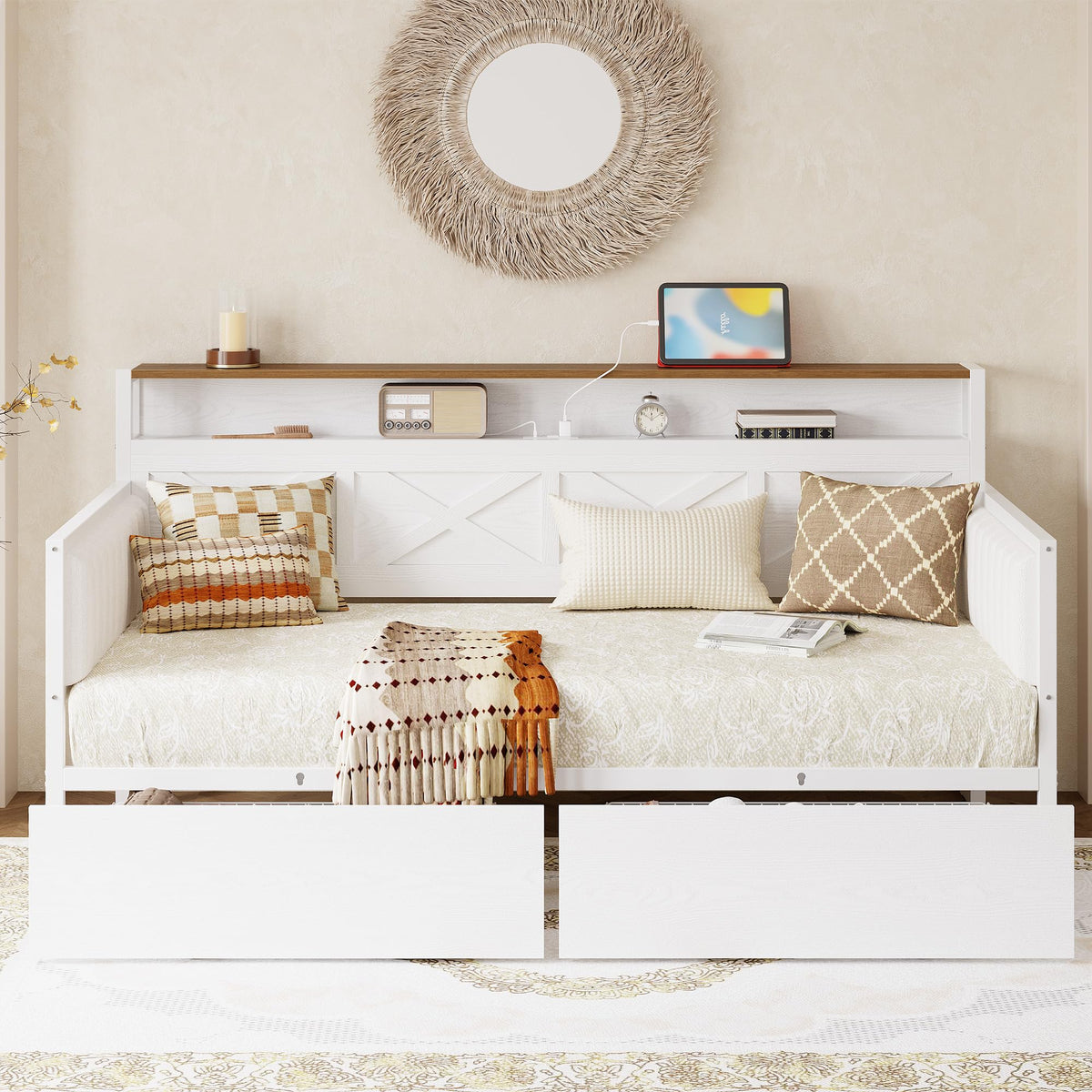 White Twin Daybed with Storage Drawers K975286