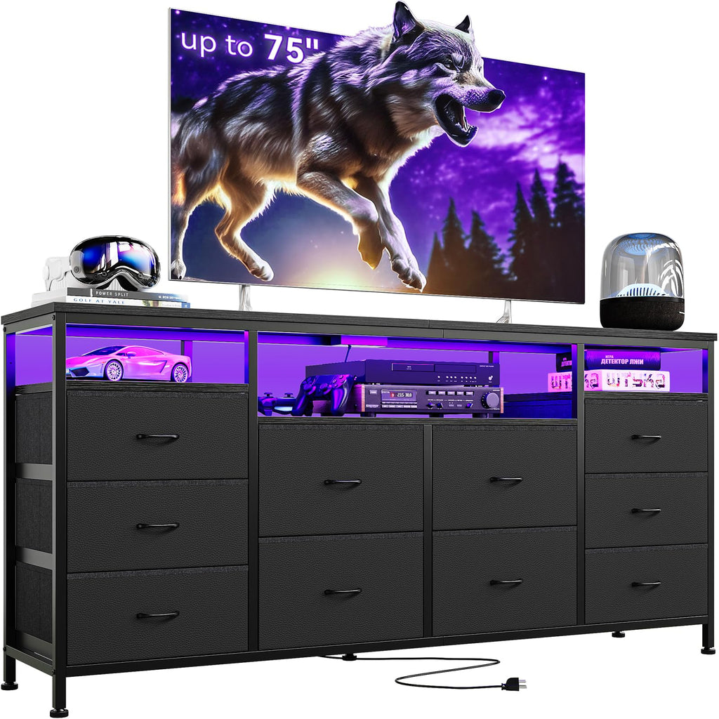 Black Fabric 10 Drawer Dresser A2927