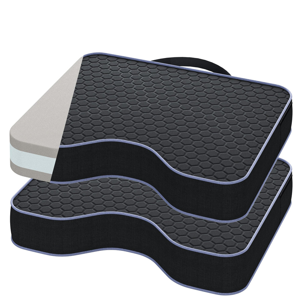 2 Pack Extra Thick Portable Bleacher Seat Cushions with Memory Foam E753