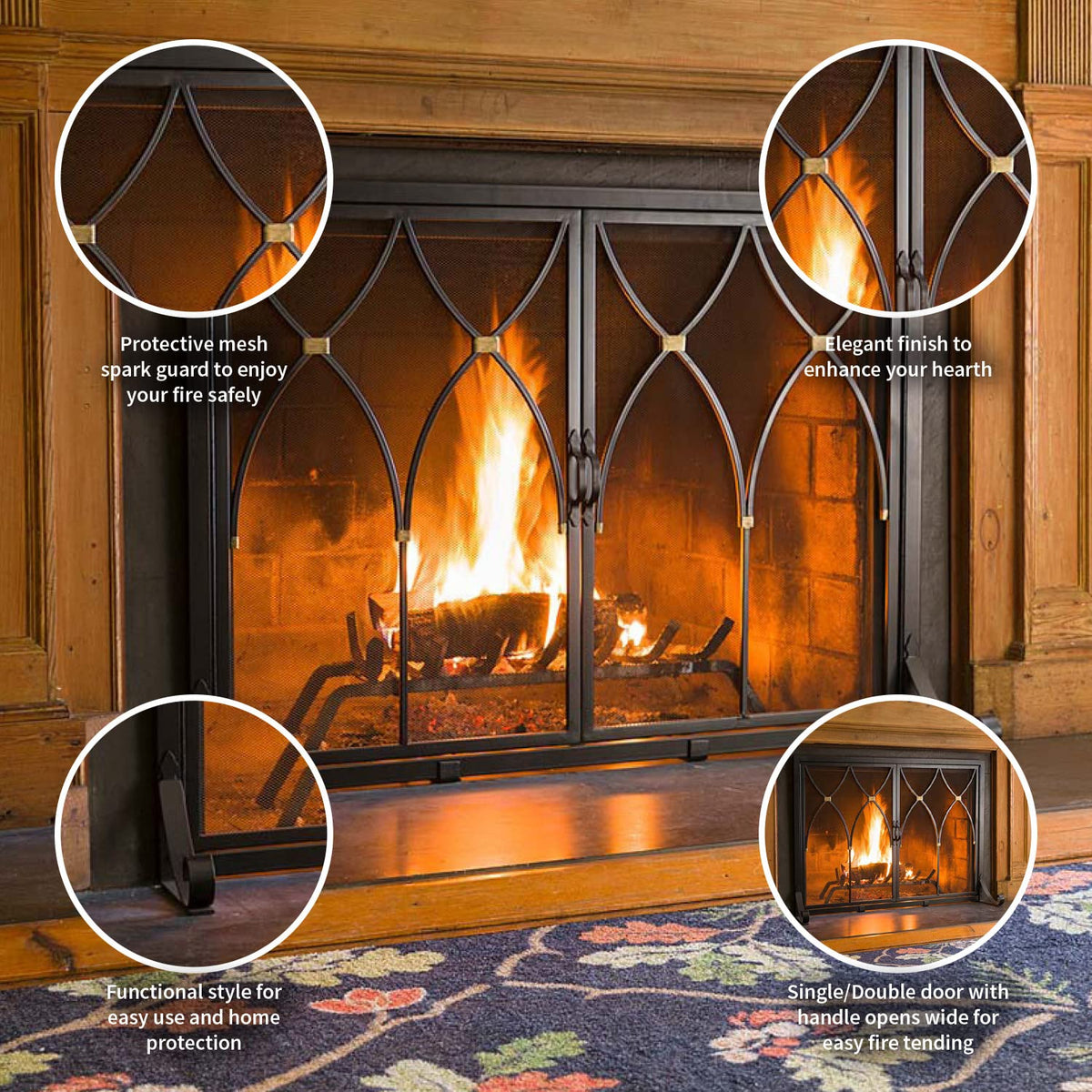 Black Metal Fireplace Screen J68046