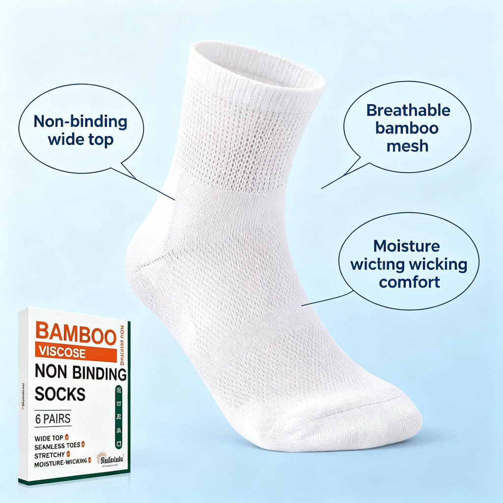 Bamboo Viscose Diabetic Socks 6 Pairs U84738