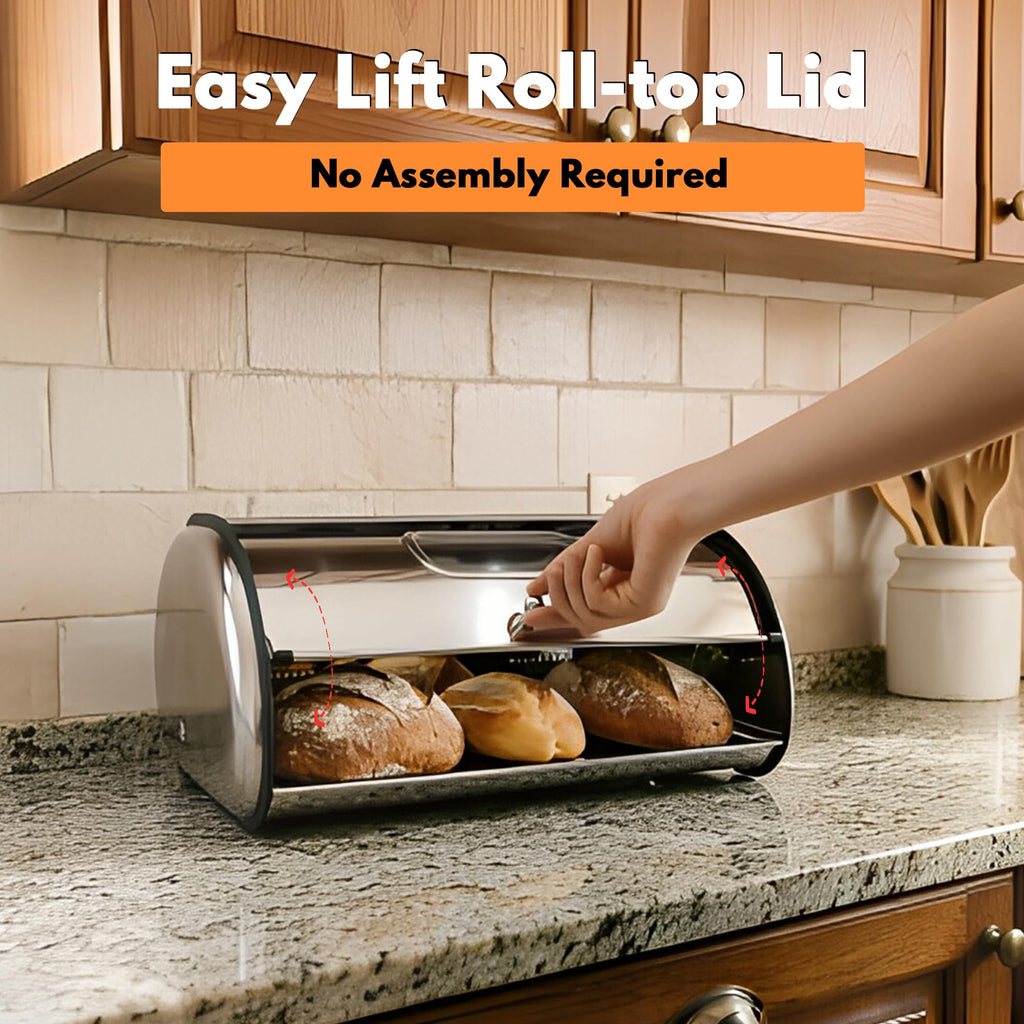 Large Stainless Steel Bread Box with Window & Air Vents X482878