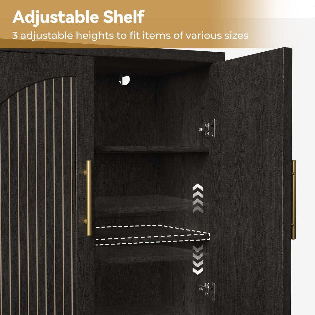63" Black Wood Buffet Cabinet with Storage K774668