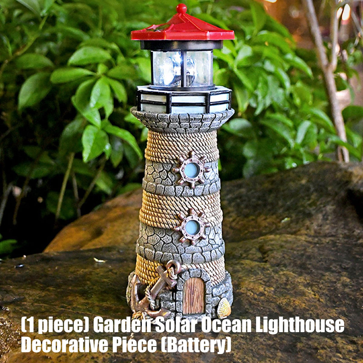 Solar Powered Resin Lighthouse Ornament P88693