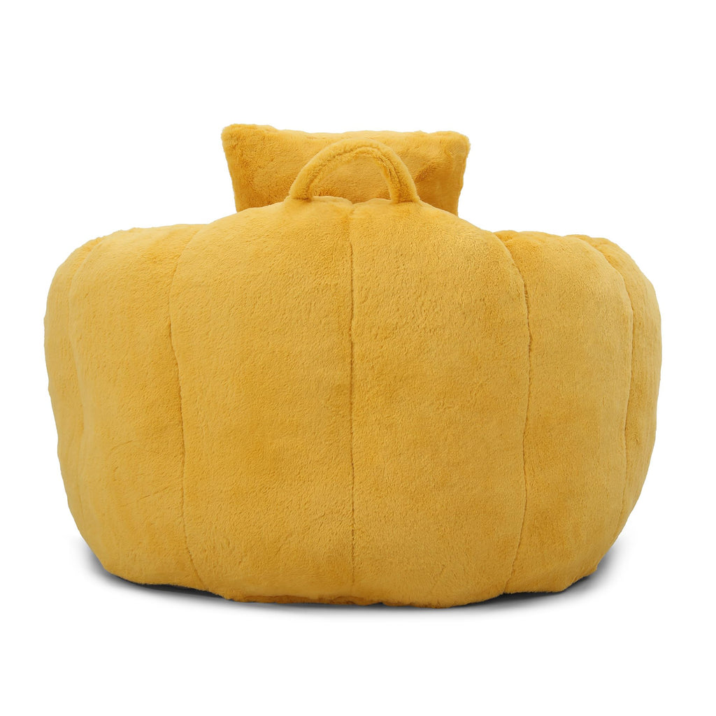 Yellow Faux Fur Memory Foam Bean Bag Chair with Footstool F333