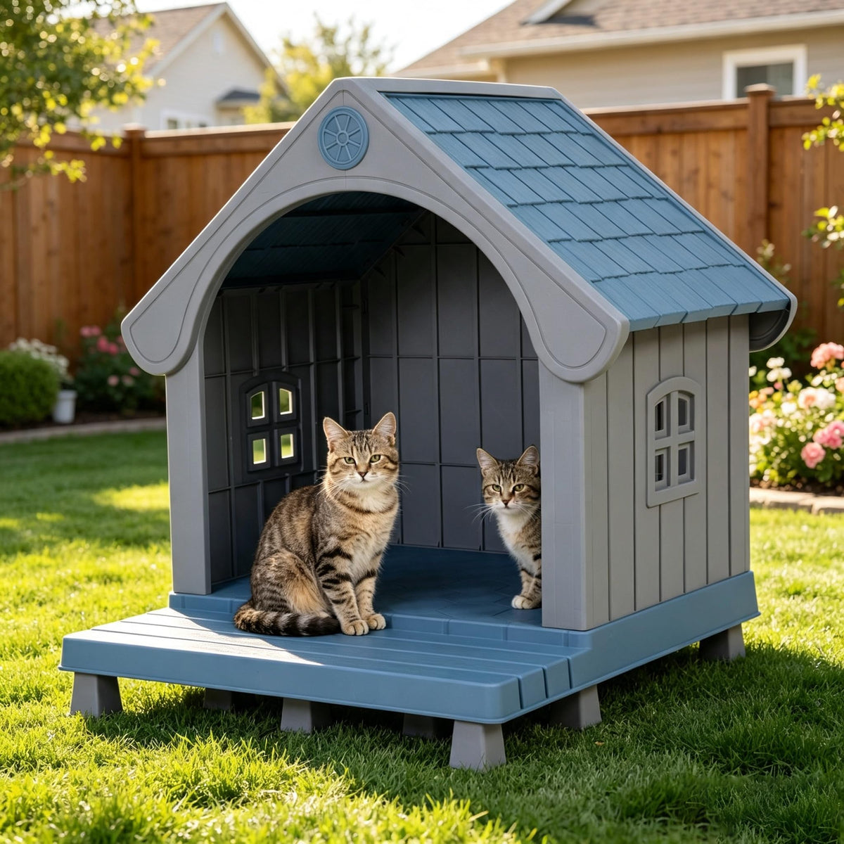 Weatherproof Elevated Outdoor Cat House M4113