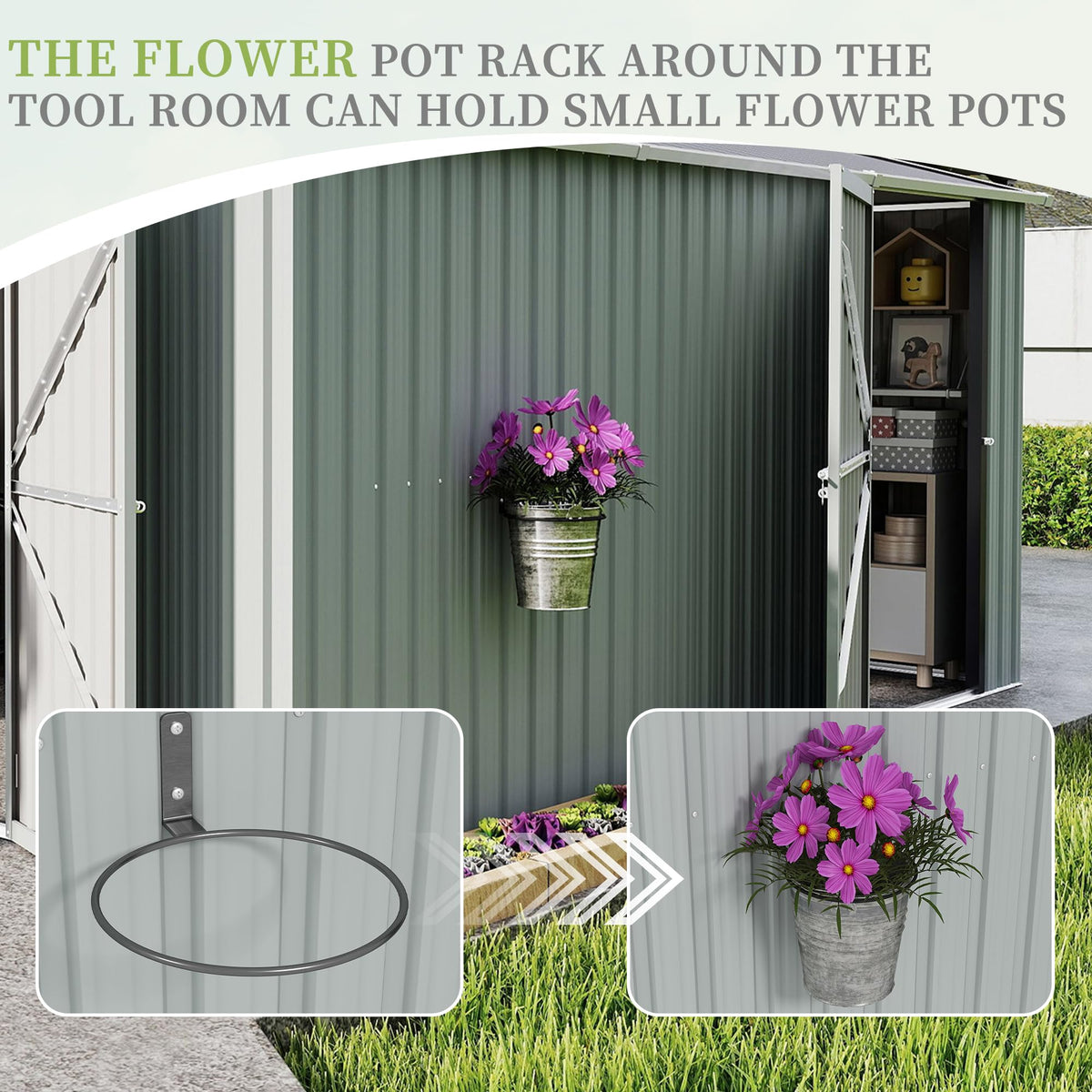 10x12 FT White Metal Storage Shed X93682