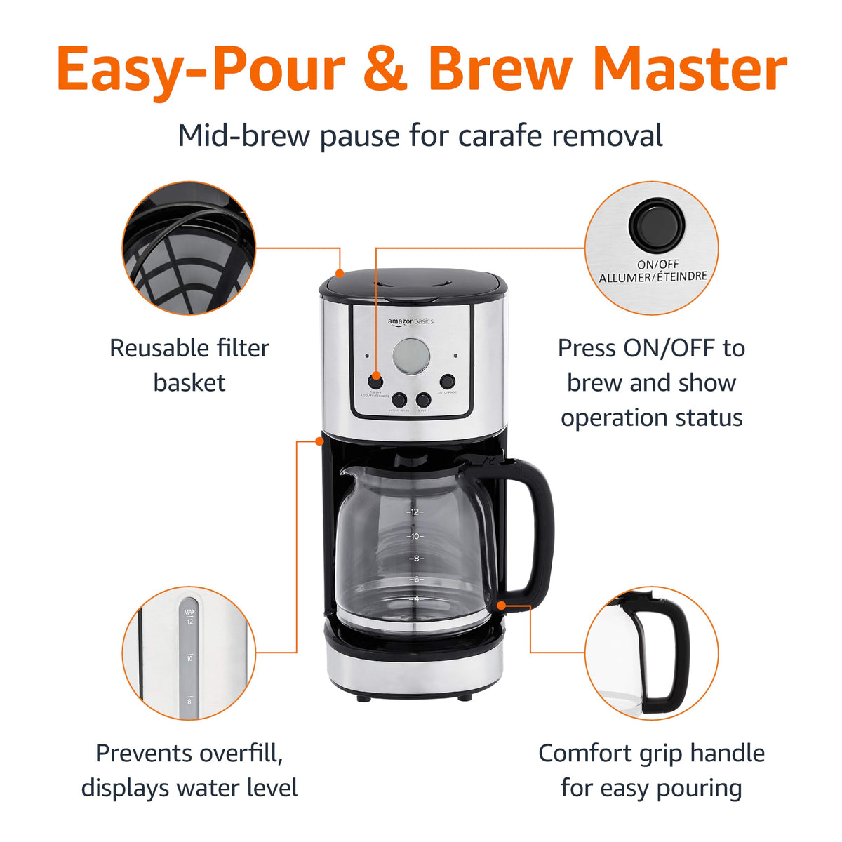 12 Cup Stainless Steel Programmable Coffeemaker T130