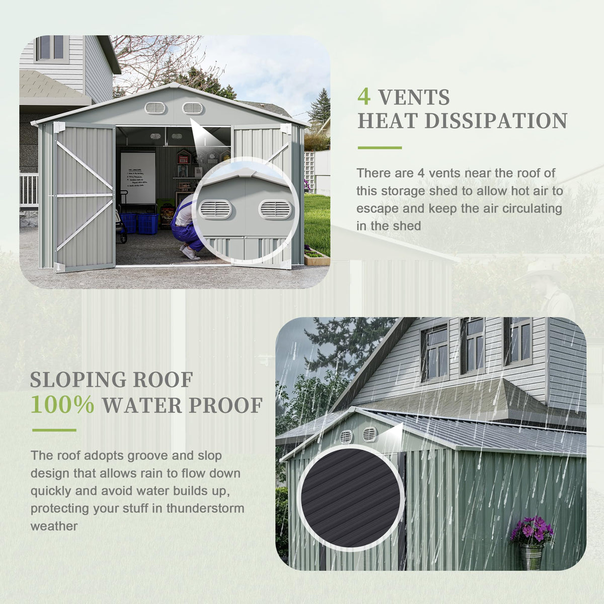 10x12 FT White Metal Storage Shed X93682