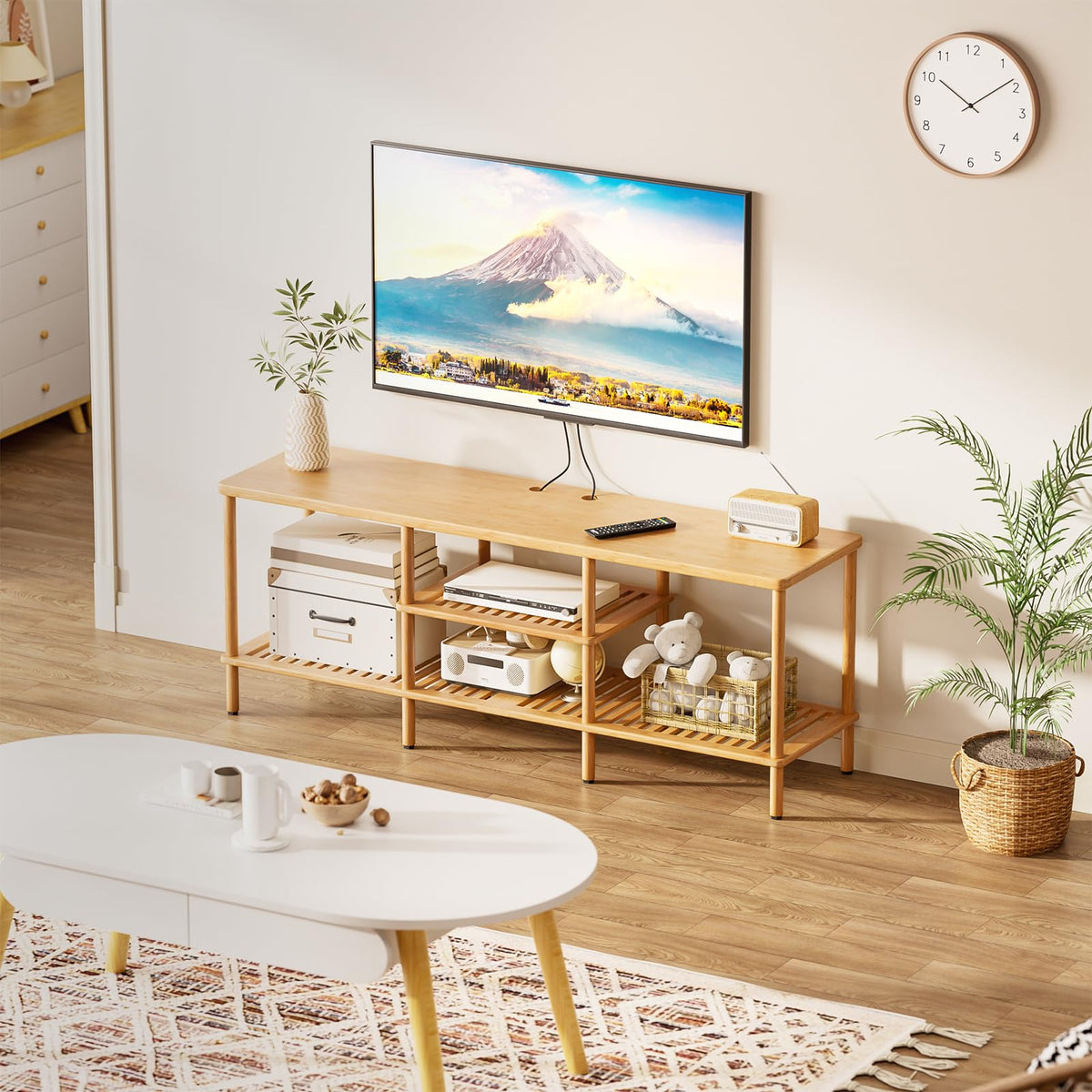 Bamboo 3 Tier TV Stand for 60 65 Inch TV W614