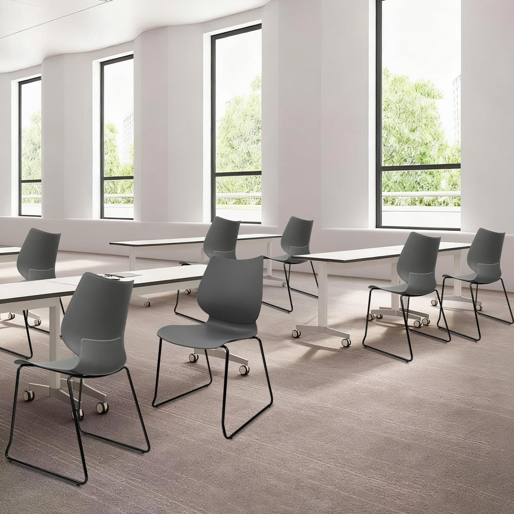 Grey Stacking Chairs with Metal Legs Set of 4 T31119