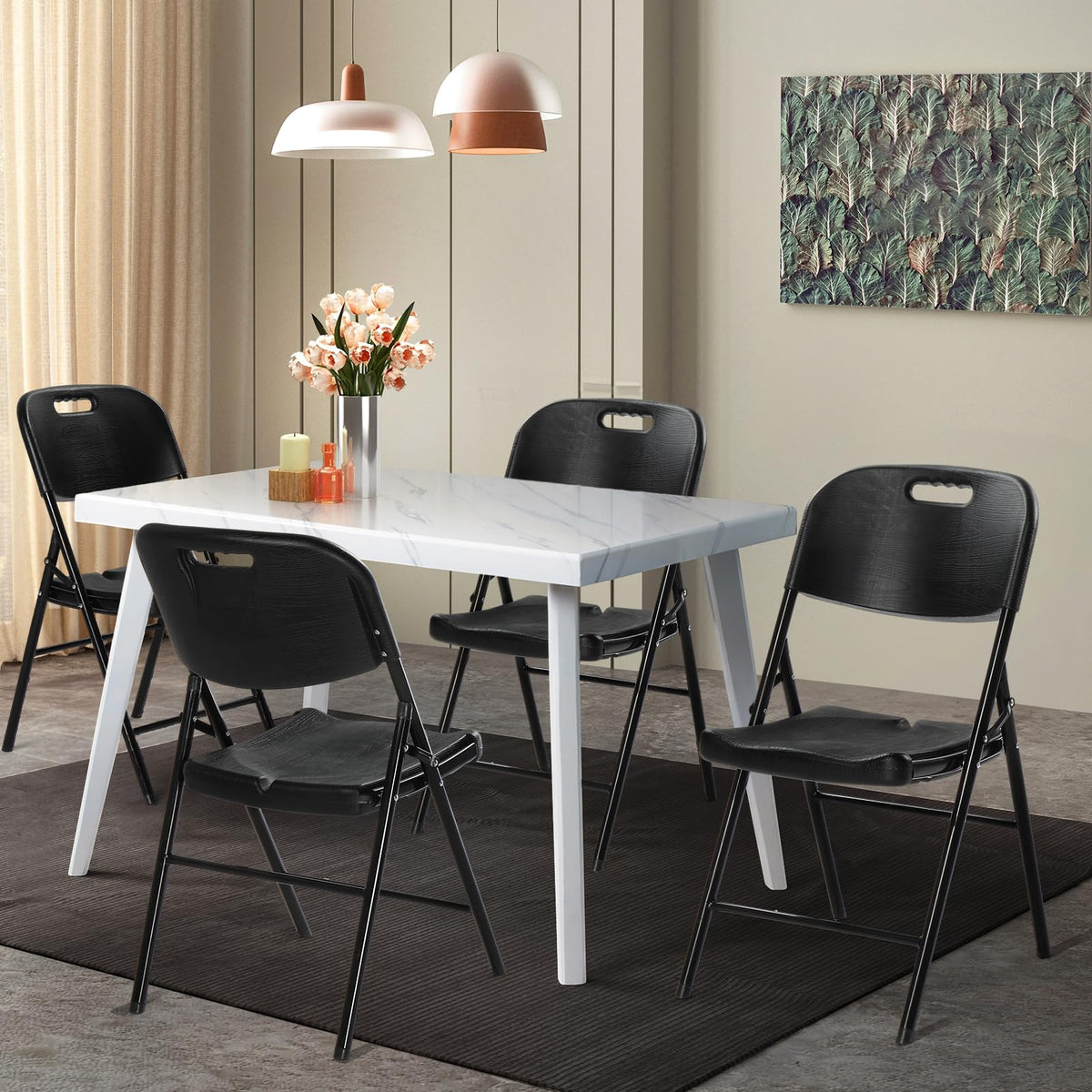 Dark 4 Pack HDPE Folding Chairs with Steel Frame O553760