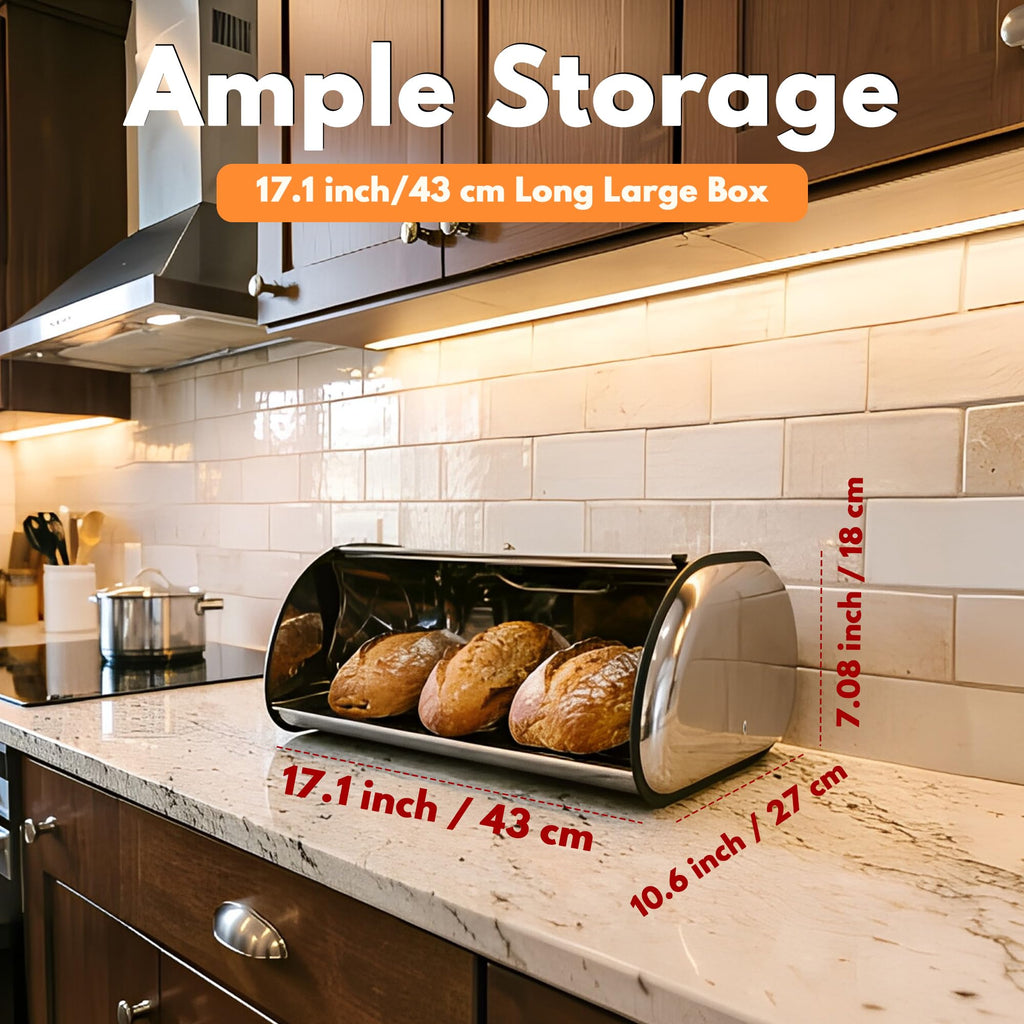 Large Stainless Steel Bread Box with Window & Air Vents X482878