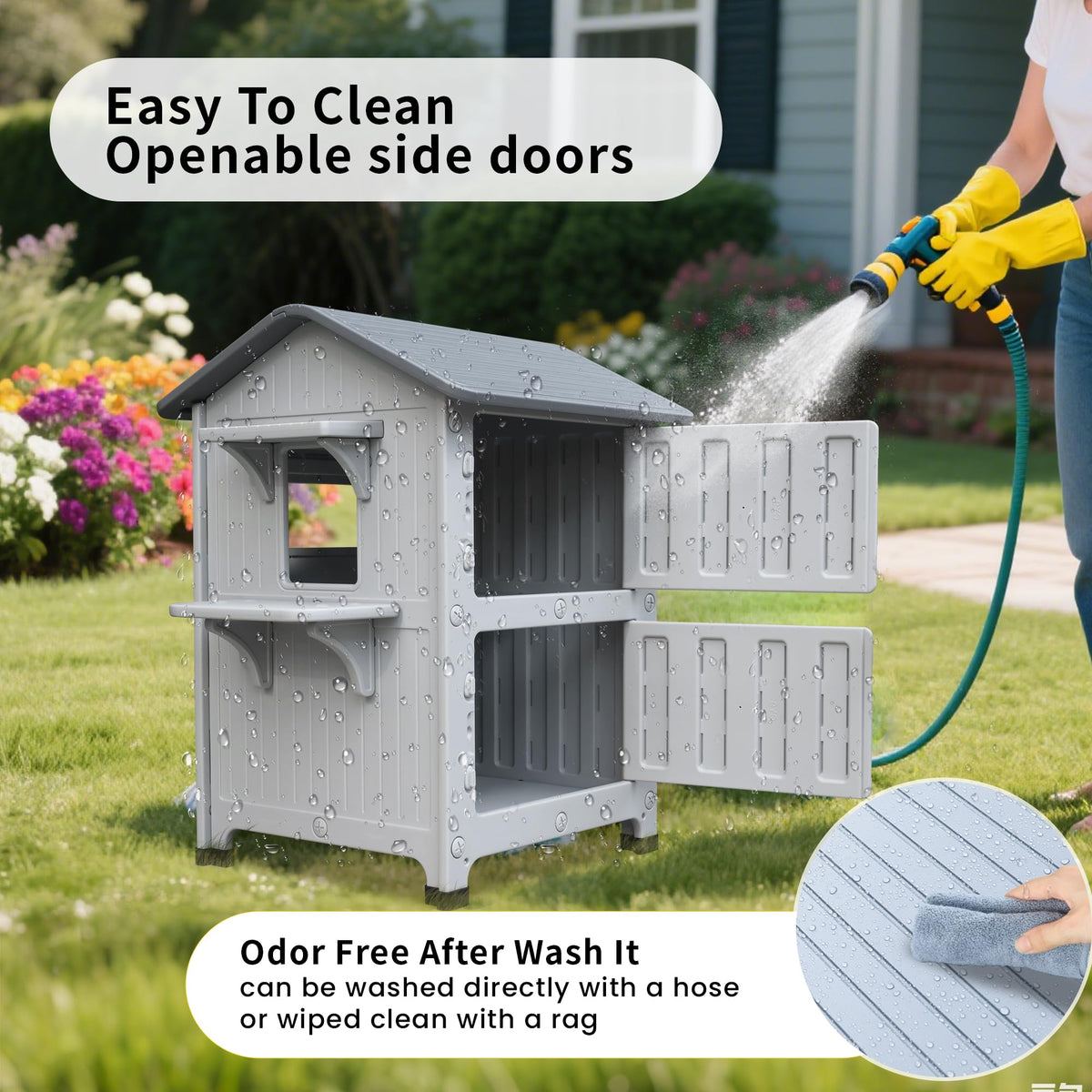 Weatherproof 2 Story Cat House with Mat O8628
