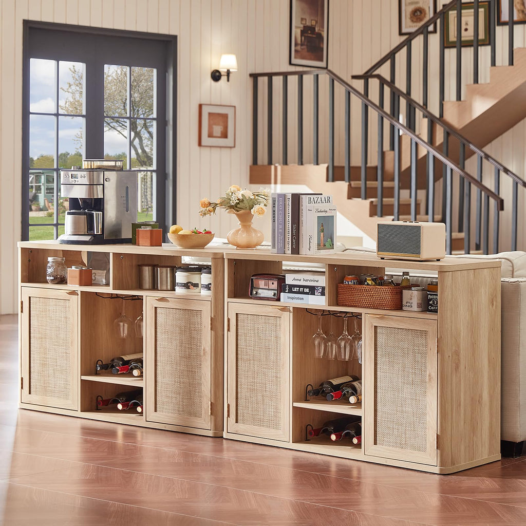 Rattan Wine Bar Cabinet with Storage V604245
