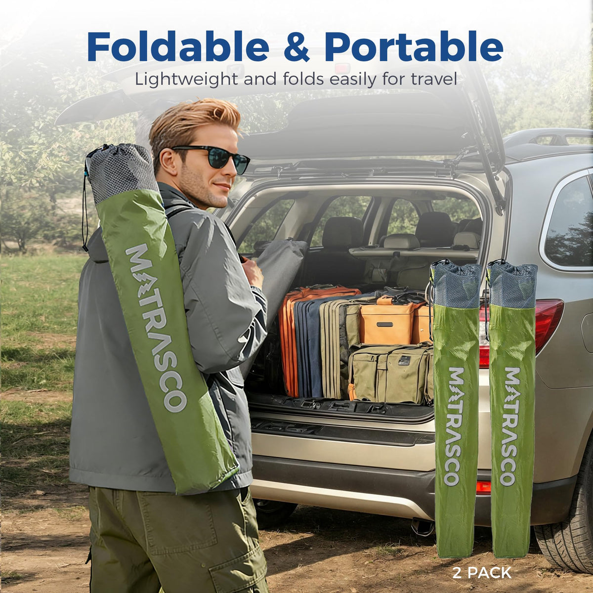 Oversized XL Camping Chair 2-Pack with Mesh Back, Green Q580262