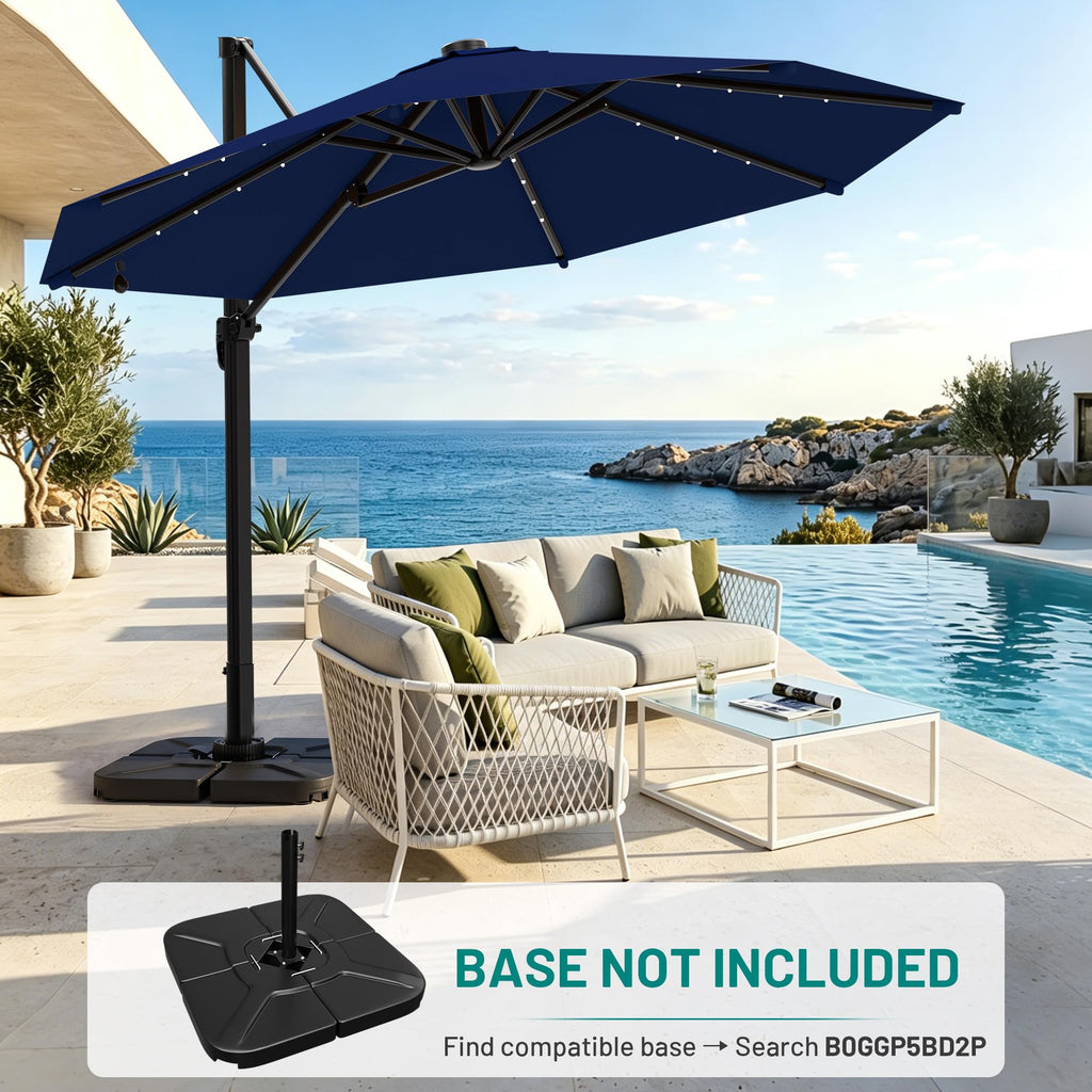 9FT Cantilever Patio Umbrella with Lights K725