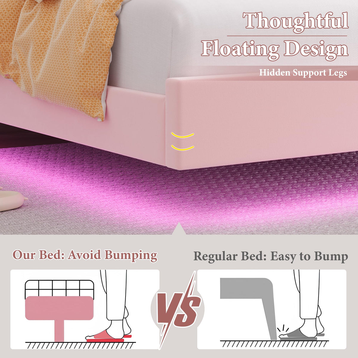 Full Size LED Bed Frame with Charging Station Headboard S20826