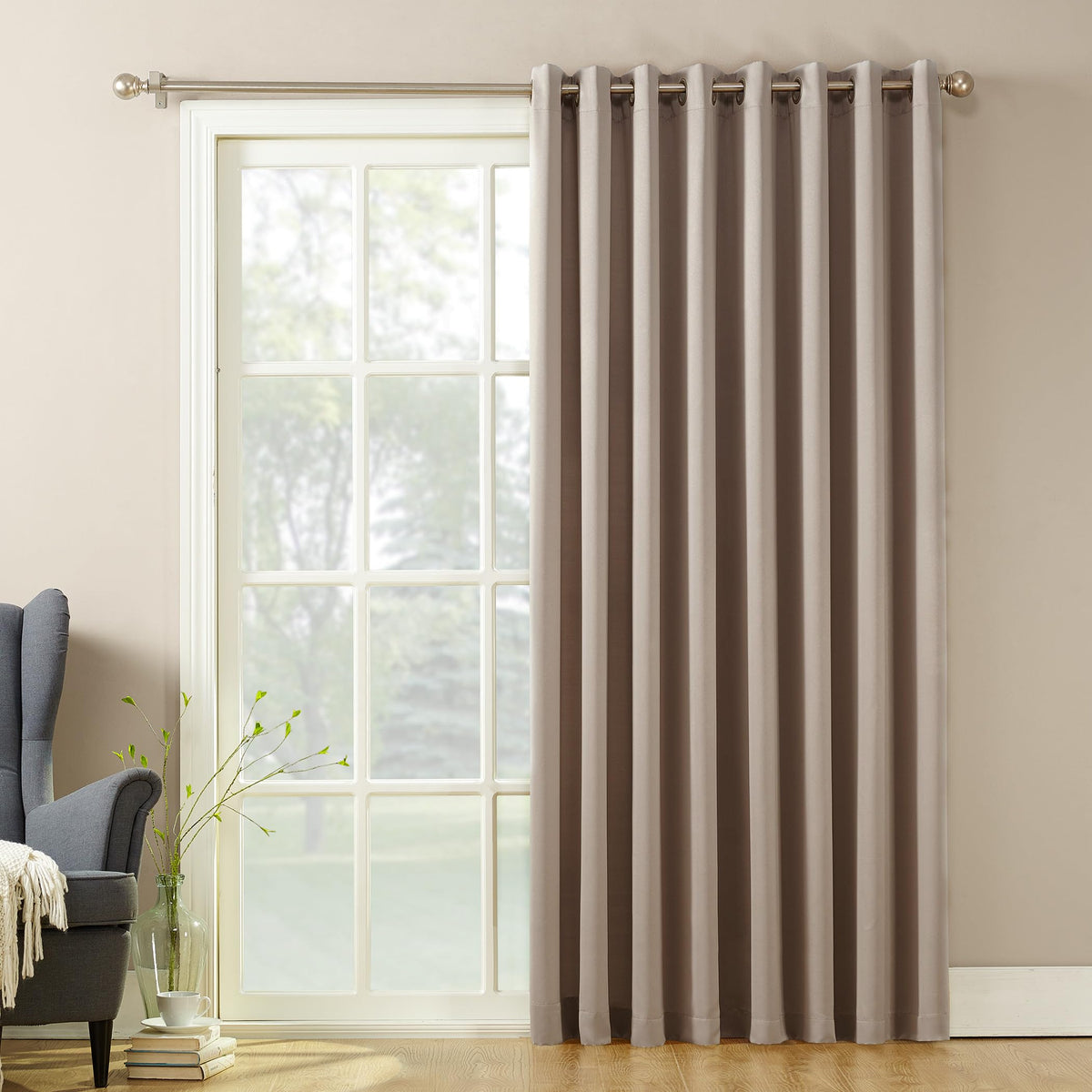 Energy Efficient Grommet Curtain Panel, 100" x 84", Stone G8324