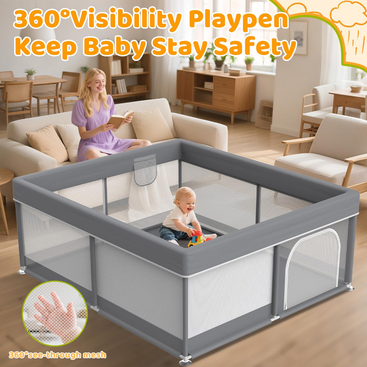79x71 Inch Extra Large Baby Playpen T832091