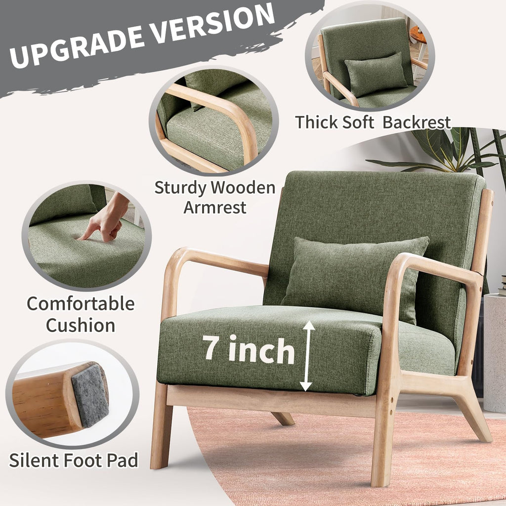 Mid Century Modern Accent Chairs Set of 2 Fabric Wood Armchair Y962708